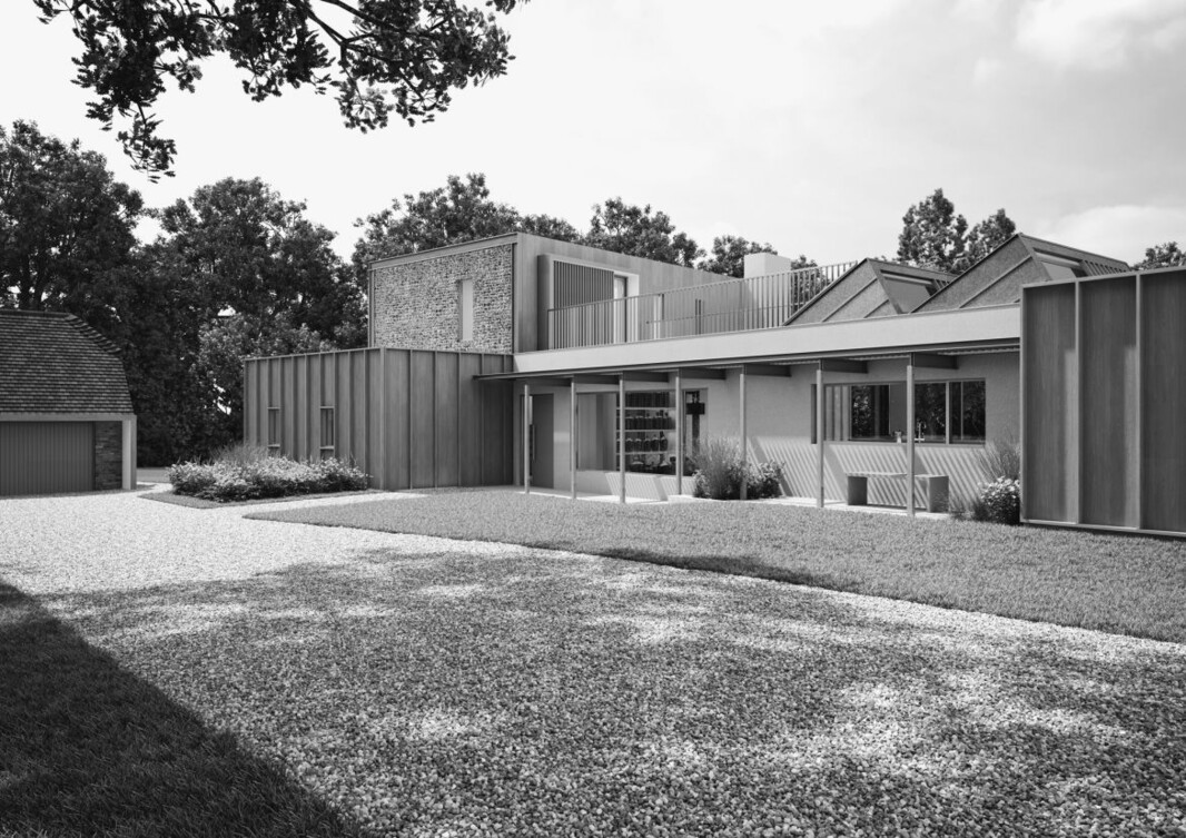 Sophie Bates Architects new build house Ewhurst Surrey front view BW 028 .jpg