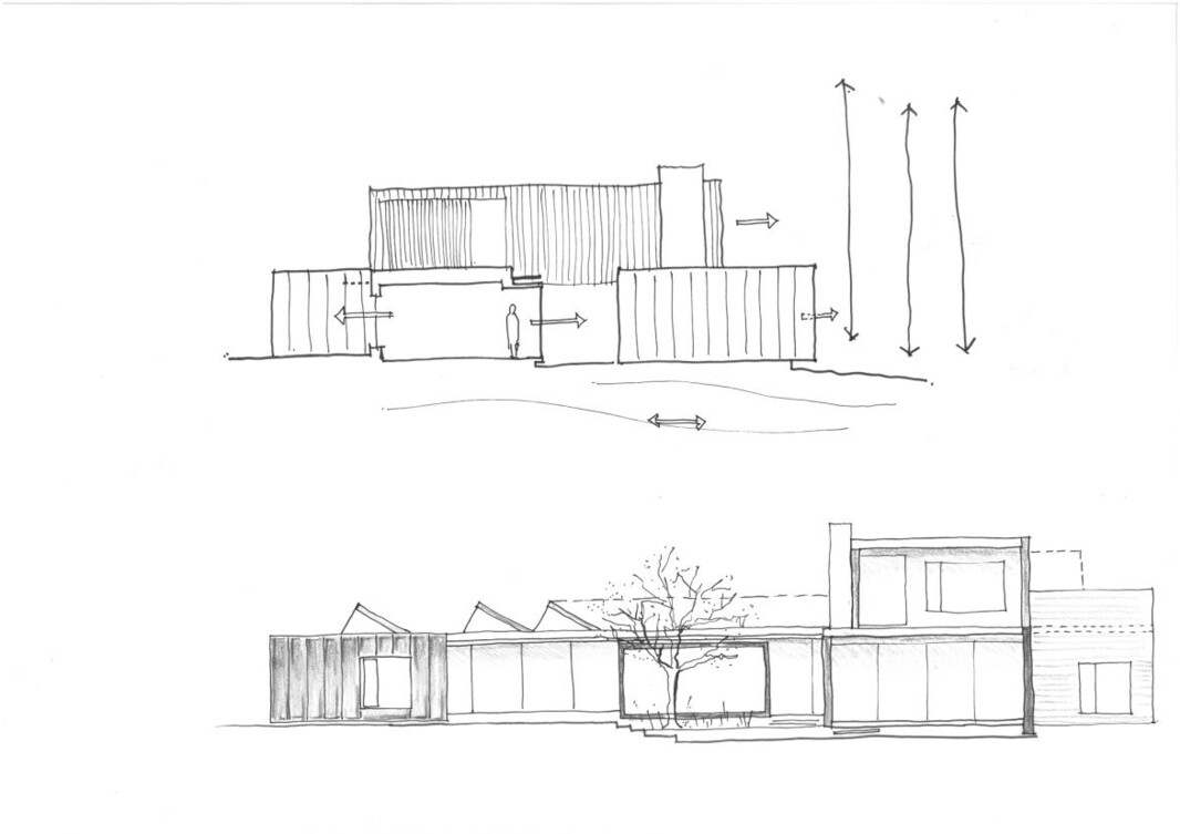 028 Sophie Bates Architects New build house Surrey rear elevation planning sketch.jpg